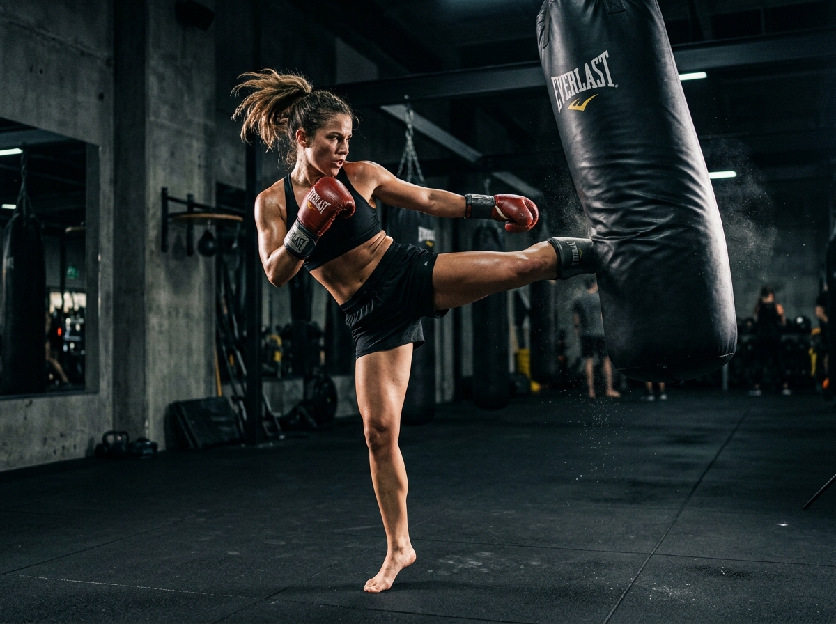Entrenamiento individual de kickboxing